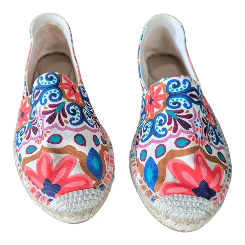 Boden Floral Print Espadrille Flats Women's EU 38 US 7.5 Canvas Shoes Colorful
